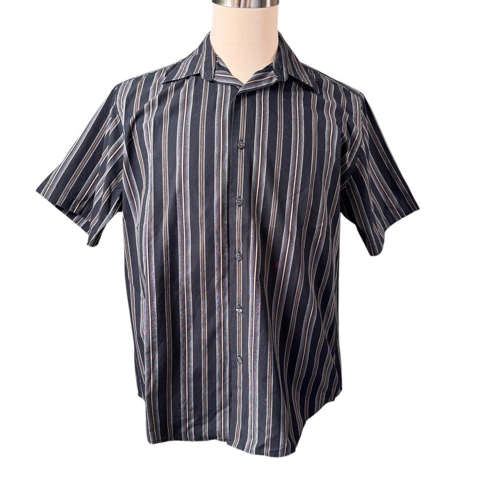 A[X]IST City Dressing Striped Short Sleeve Button Down Shirt L Men's